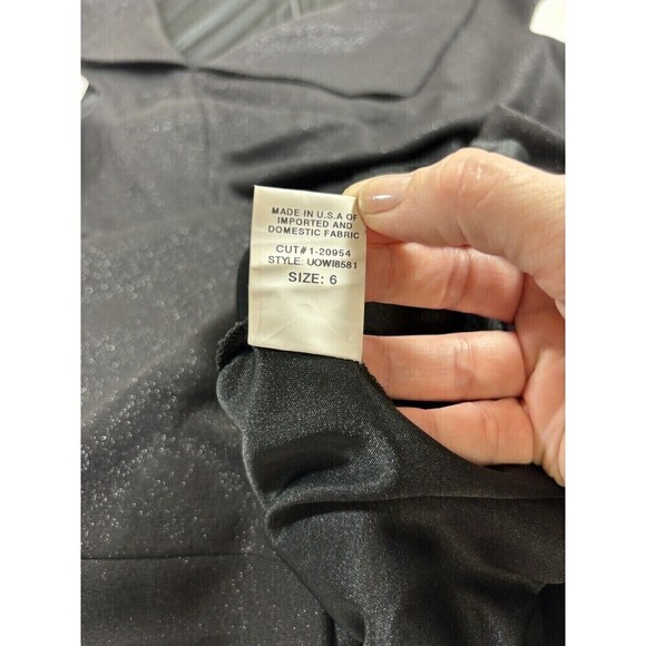 David Meister Sheath Dress Black Metallic Shimmer 6 Midi Lined Cap Sleeve - Picture 8 of 10